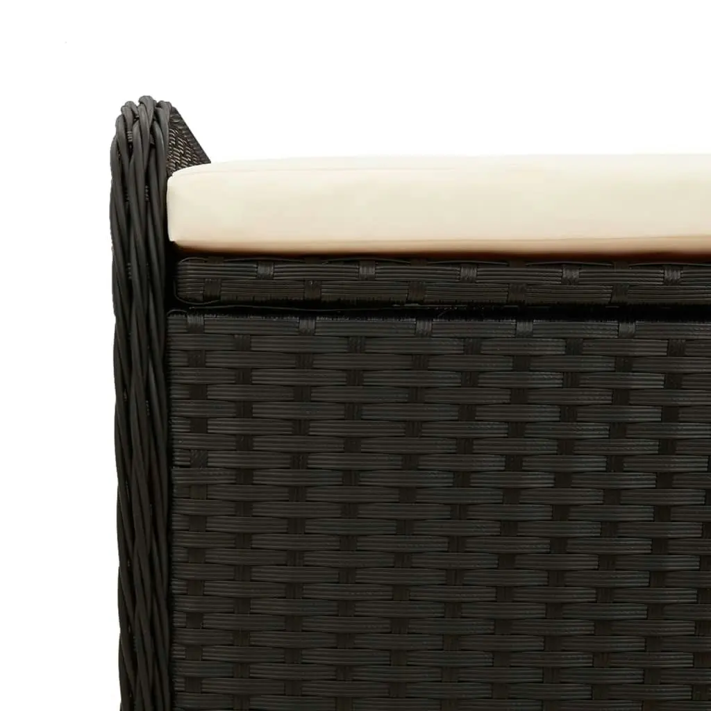 Storage Bench with Cushion Black 80x51x52 cm Poly Rattan 365730