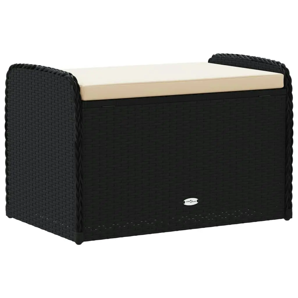 Storage Bench with Cushion Black 80x51x52 cm Poly Rattan 365730