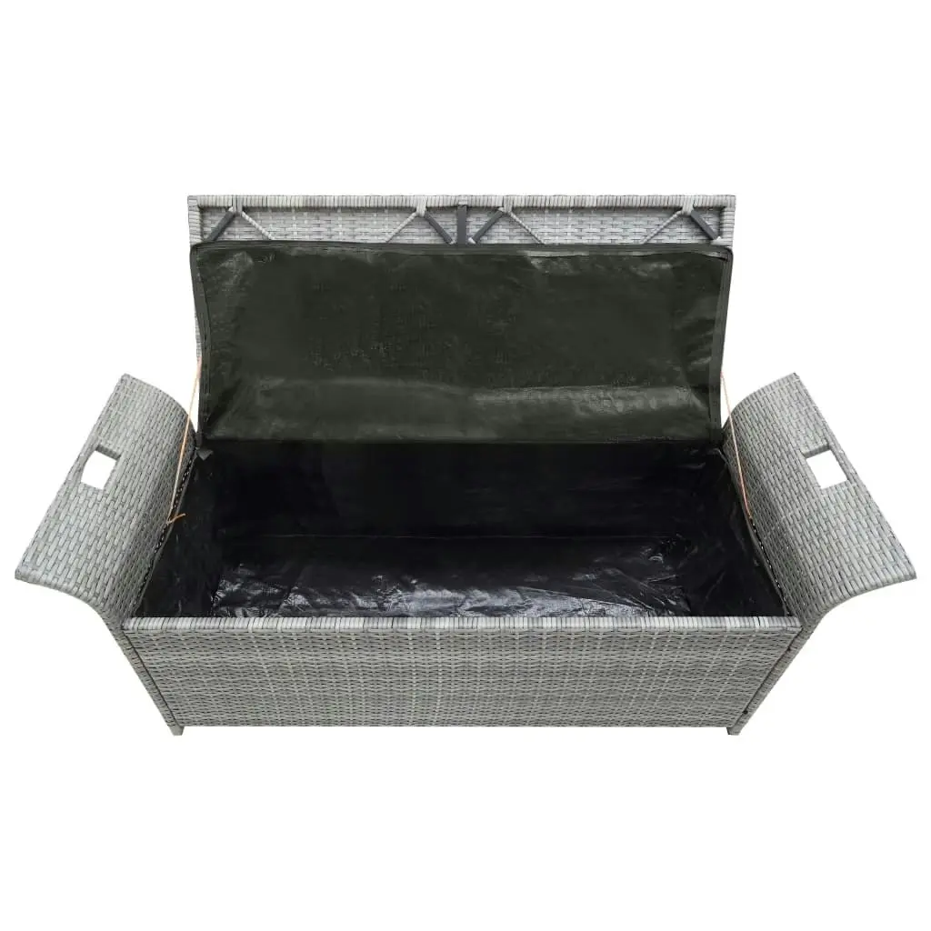 Storage Bench with Cushion Grey 138 cm Poly Rattan 45809