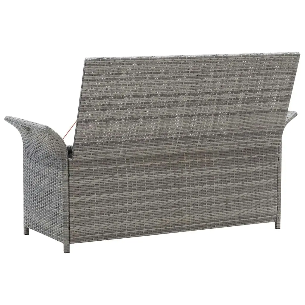 Storage Bench with Cushion Grey 138 cm Poly Rattan 45809