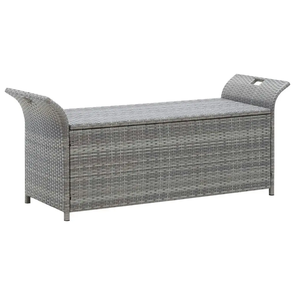 Storage Bench with Cushion Grey 138 cm Poly Rattan 45809