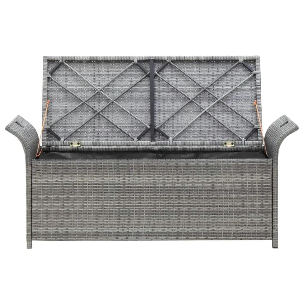 Storage Bench with Cushion Grey 138 cm Poly Rattan 45809