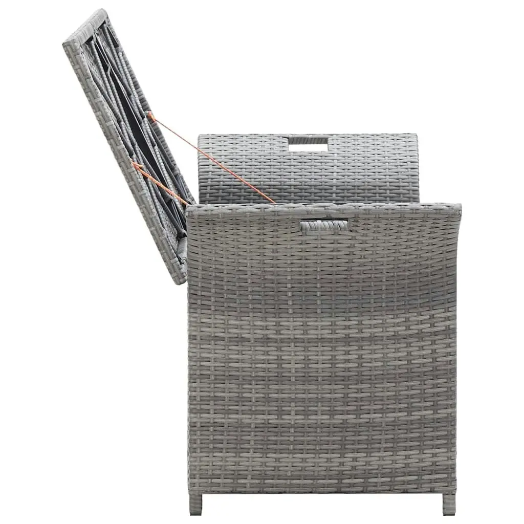 Storage Bench with Cushion Grey 138 cm Poly Rattan 45809