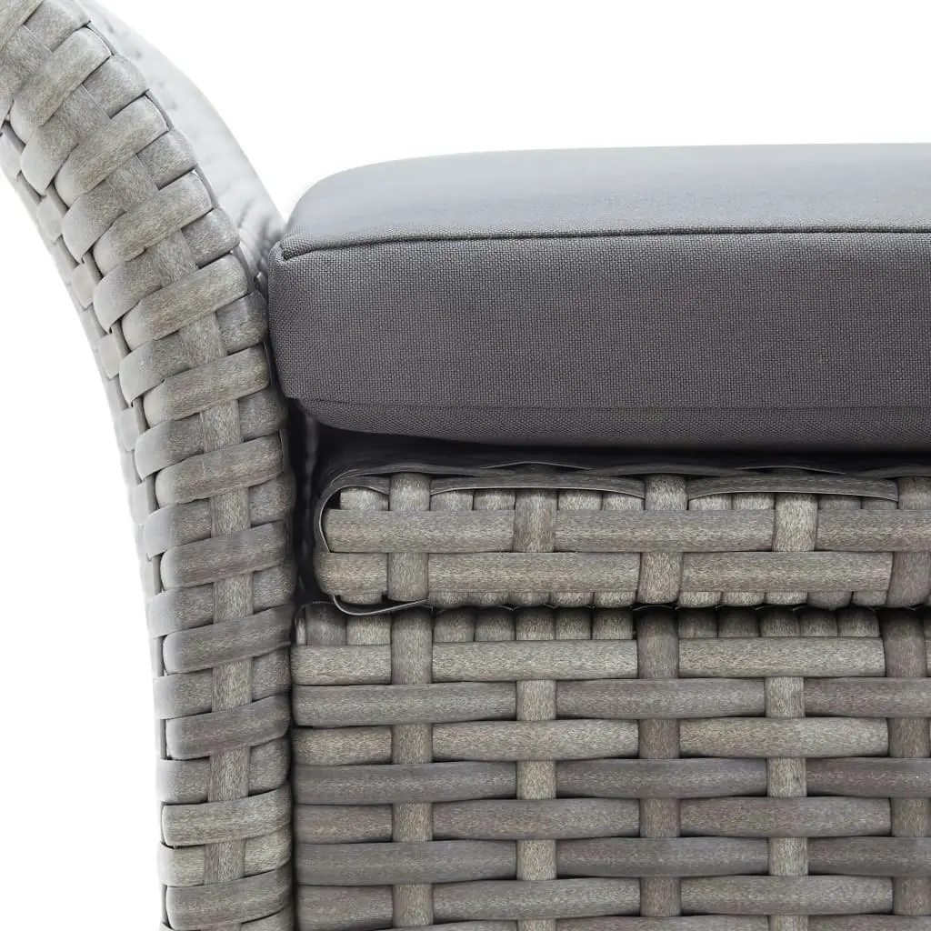 Storage Bench with Cushion Grey 138 cm Poly Rattan 45809