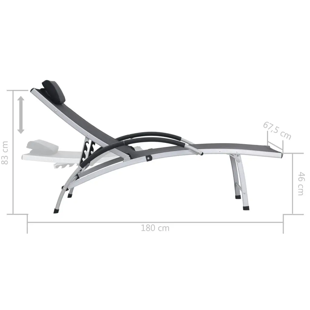 Sun Lounger Aluminium Textliene Black 47792