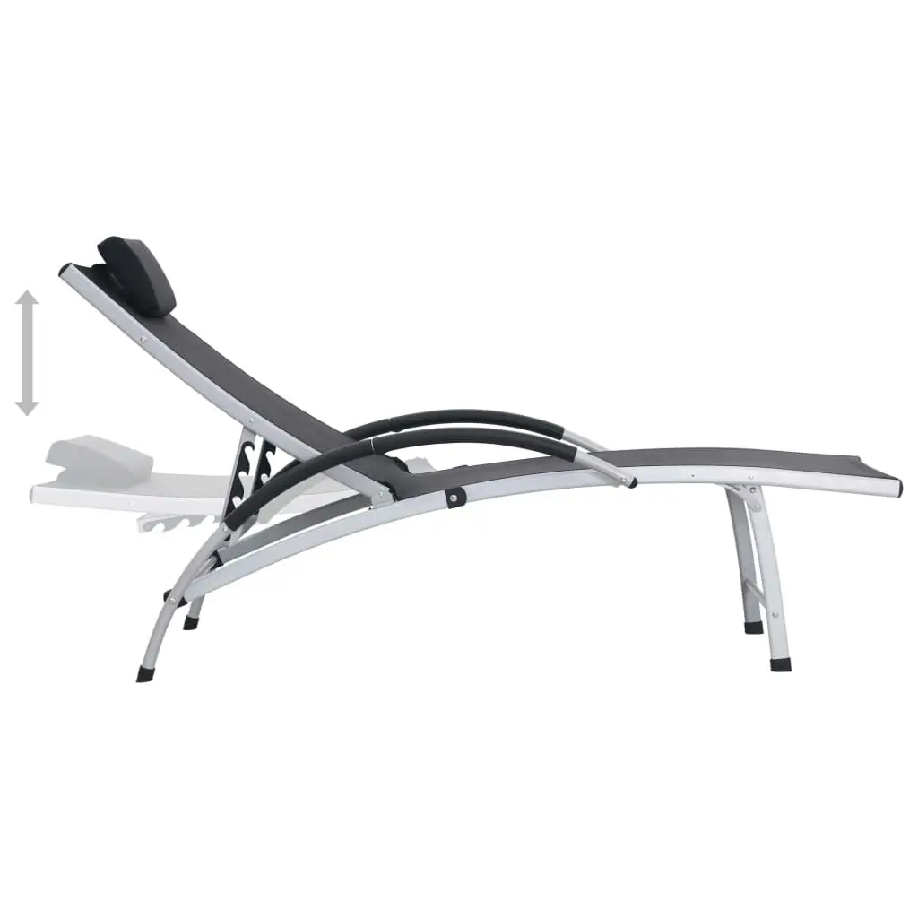 Sun Lounger Aluminium Textliene Black 47792