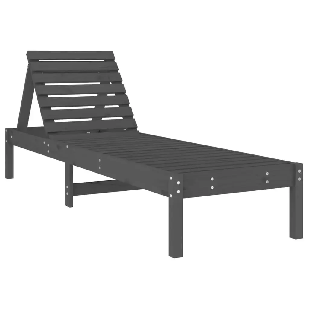 Sun Loungers 2 pcs with Table Grey Solid Wood Pine 3157681