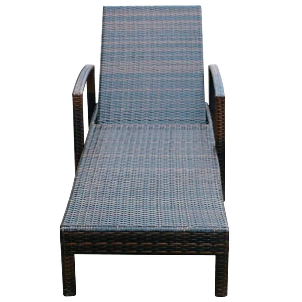 Sun Lounger with Cushion Poly Rattan Brown 42941