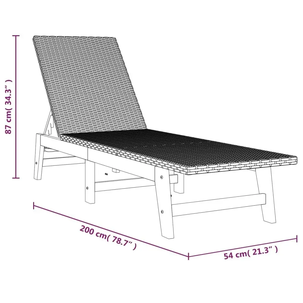 Sun Lounger with Cushion Poly Rattan&Solid Wood Acacia 319723