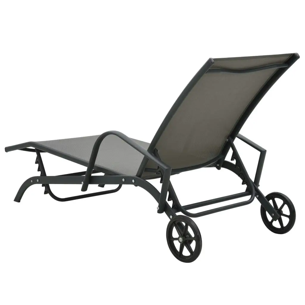 Sun Lounger Steel and Textilene 47845