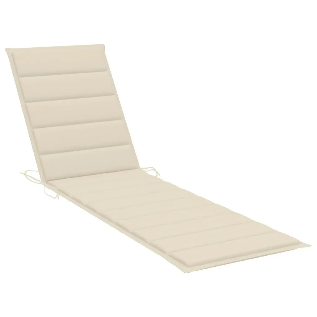 Sun Lounger with Cream Cushion Solid Teak Wood 3063008