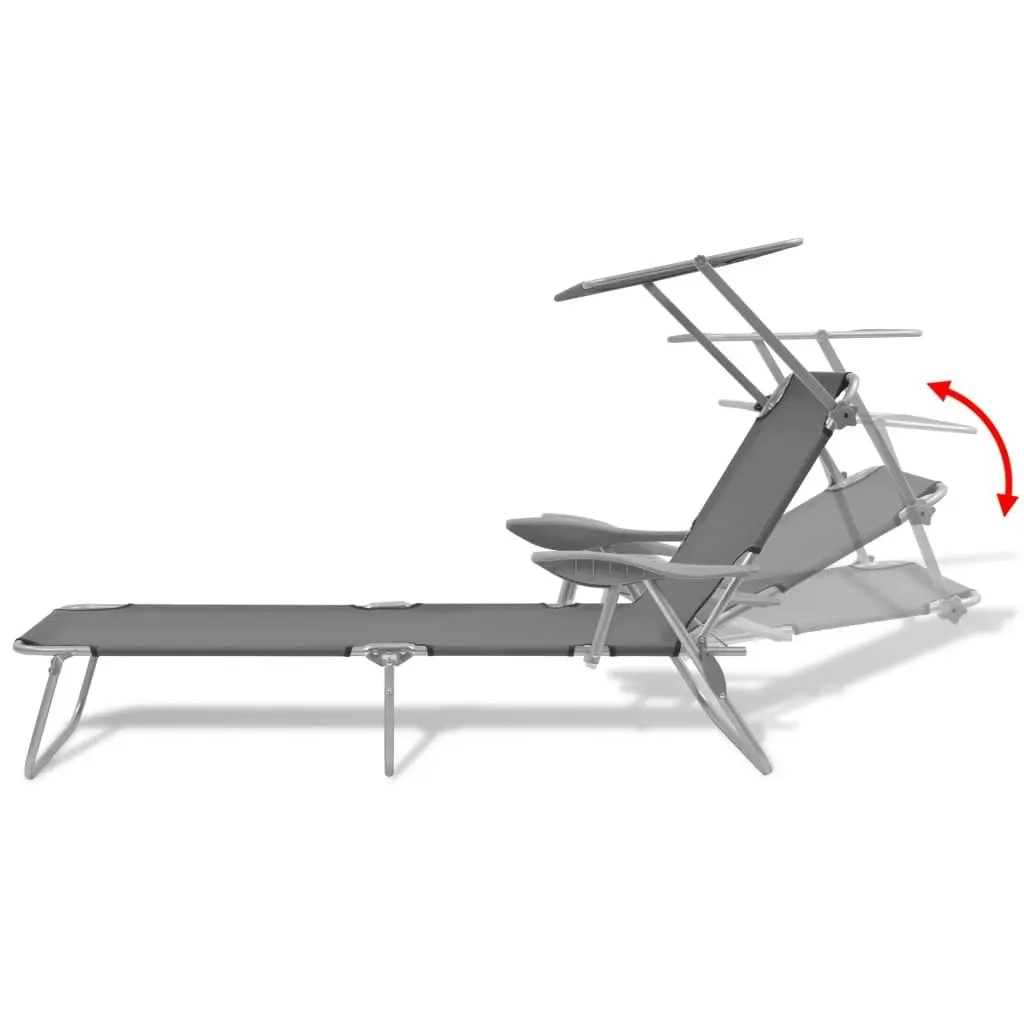 Sun Lounger with Canopy Steel Grey 42934