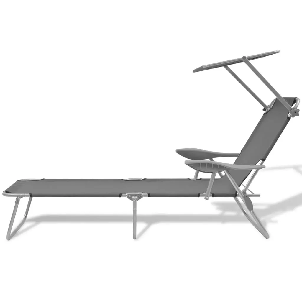 Sun Lounger with Canopy Steel Grey 42934