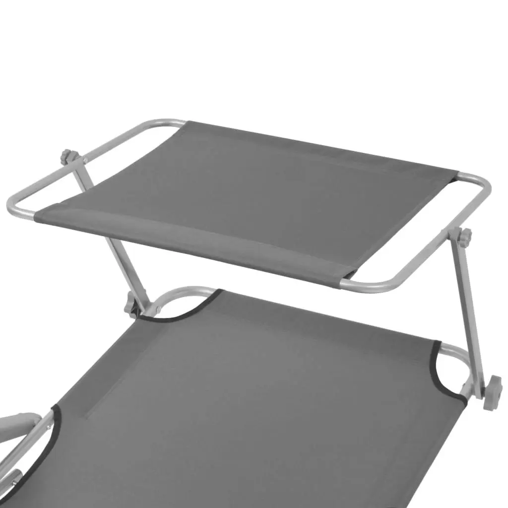 Sun Lounger with Canopy Steel Grey 42934