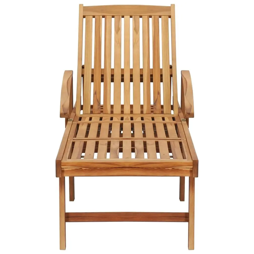 Sun Lounger with Table and Cushion Solid Teak Wood 3063023