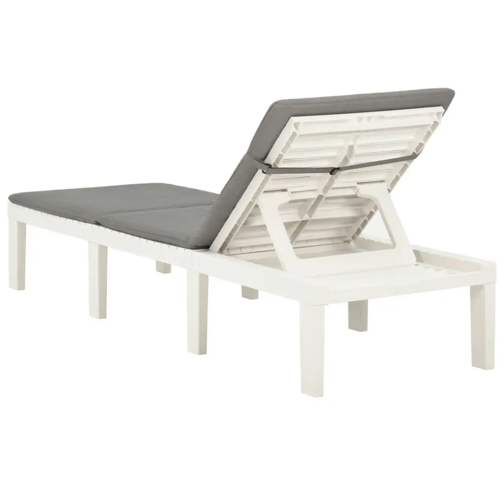 Sun Lounger with Cushion Plastic White 315828