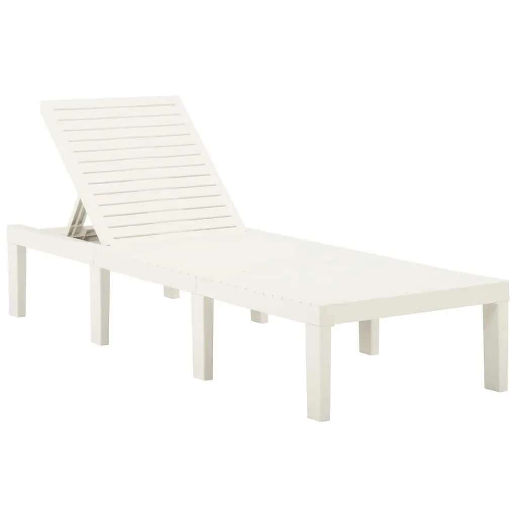 Sun Lounger with Cushion Plastic White 315828