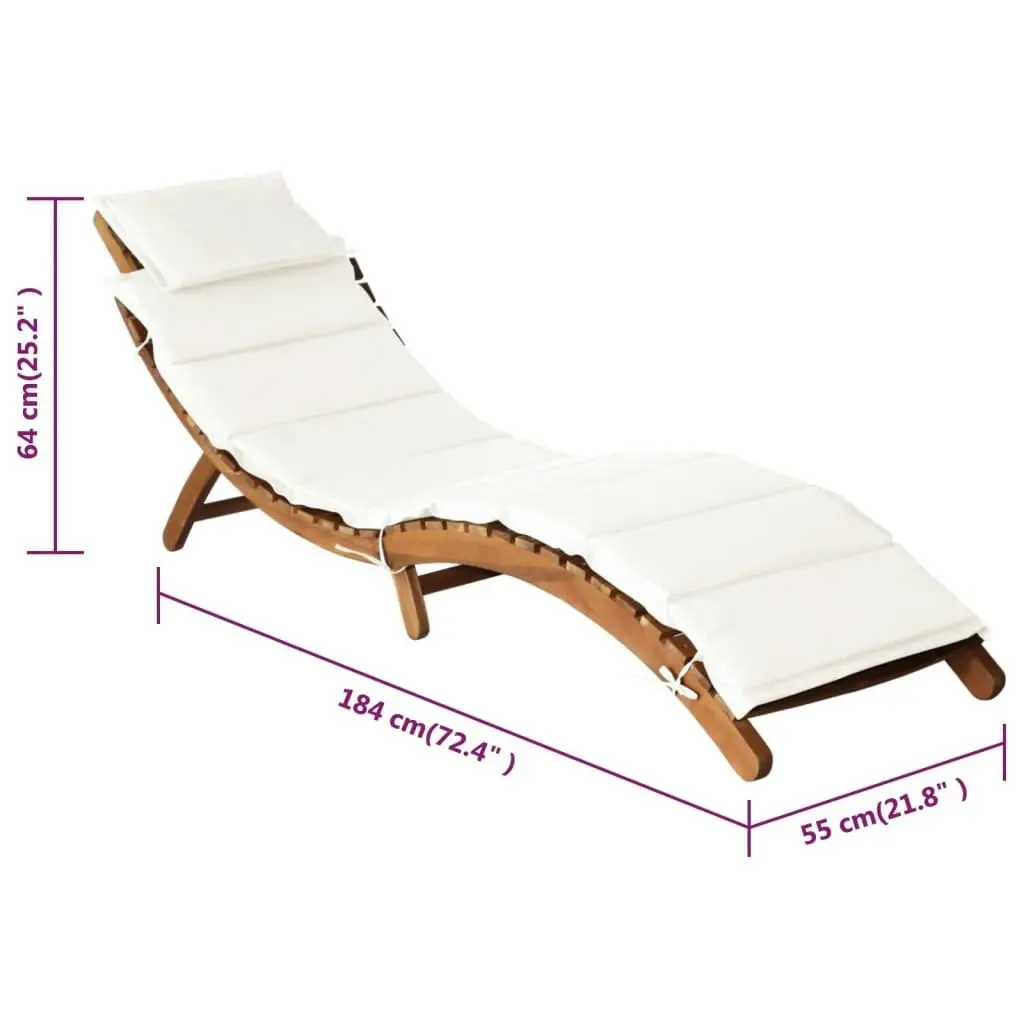 Sun Loungers with Cushions 2 pcs Cream White Solid Wood Acacia 3155473