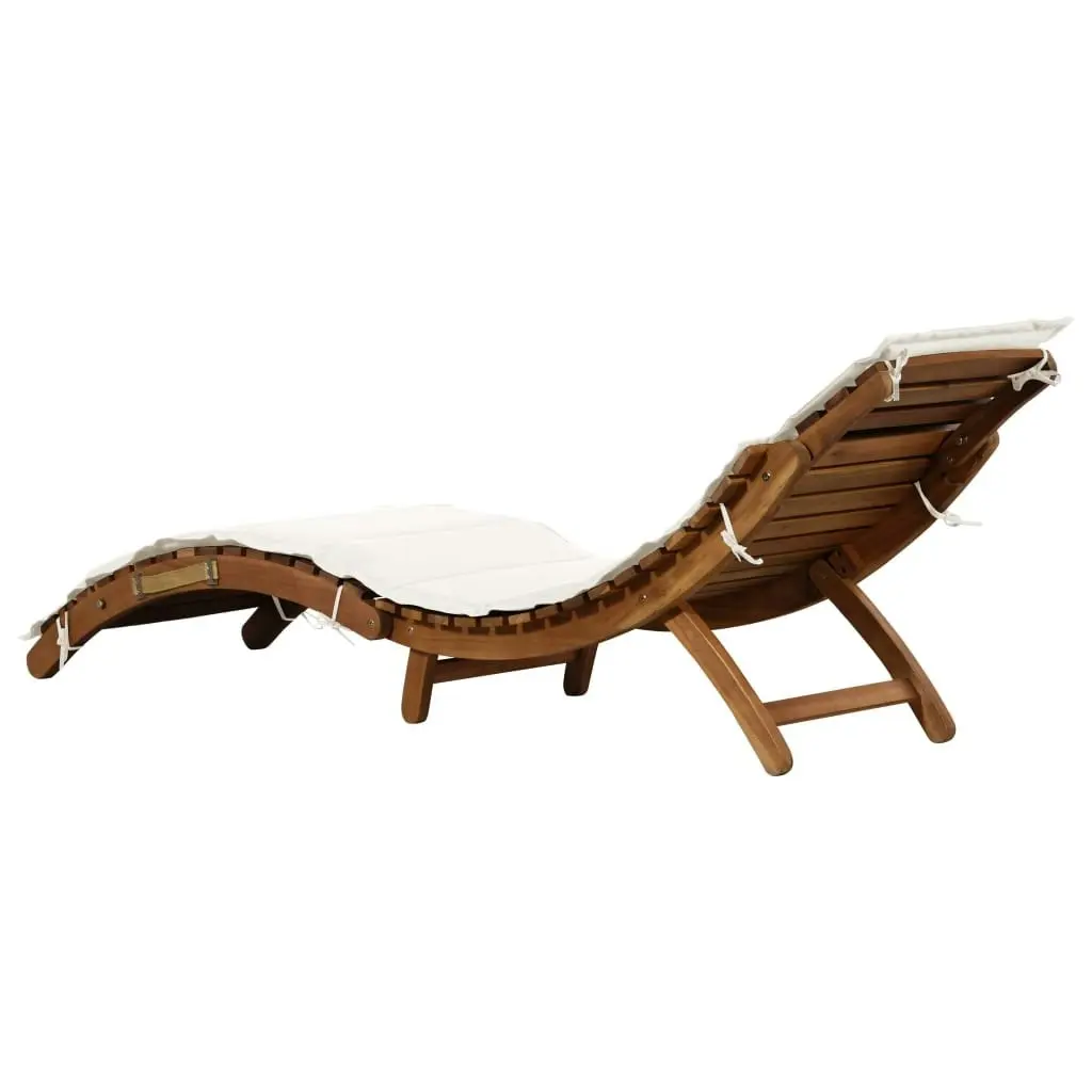 Sun Loungers with Cushions 2 pcs Cream White Solid Wood Acacia 3155473