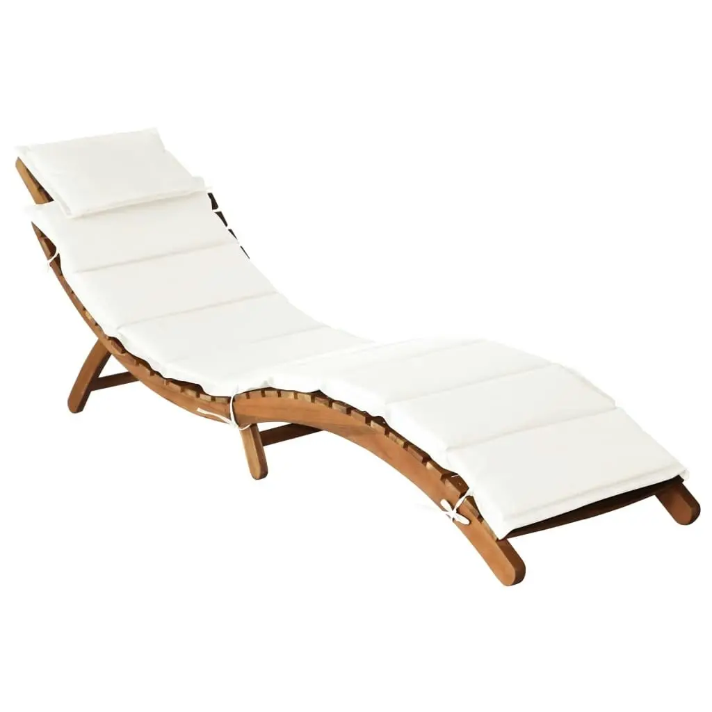 Sun Loungers with Cushions 2 pcs Cream White Solid Wood Acacia 3155473