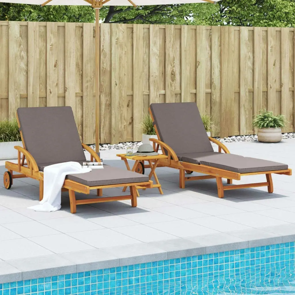 Sun Loungers 2 pcs with Cushions 200x68x83 cm Solid Wood Acacia 3206373