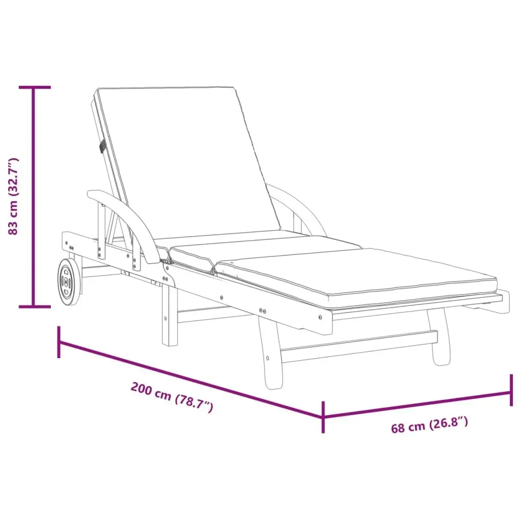 Sun Loungers 2 pcs with Cushions 200x68x83 cm Solid Wood Acacia 3206373