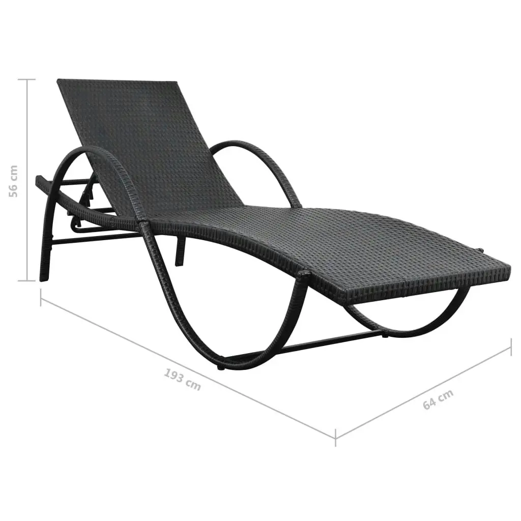 Sun Loungers 2 pcs with Table Poly Rattan Black (42884+42886) 274869