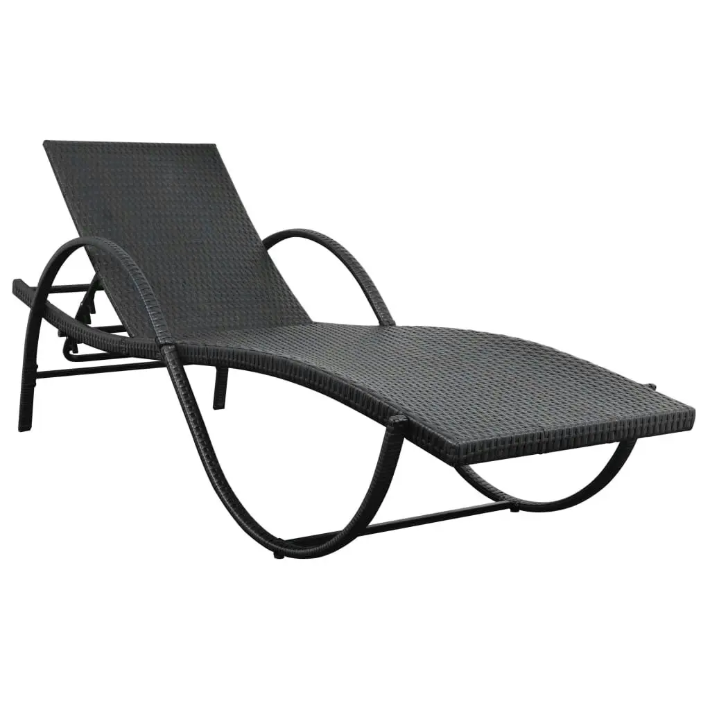 Sun Loungers 2 pcs with Table Poly Rattan Black (42884+42886) 274869