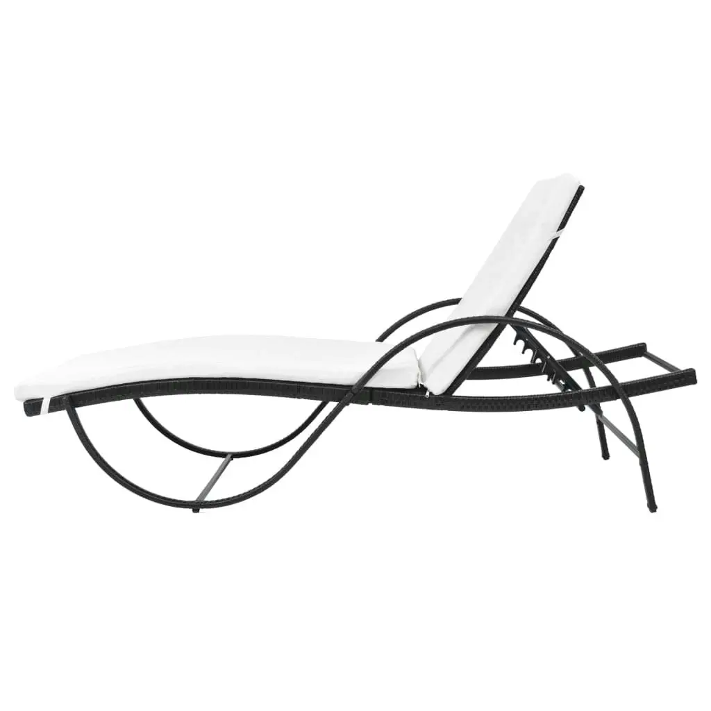 Sun Loungers 2 pcs with Table Poly Rattan Black (42884+42886) 274869