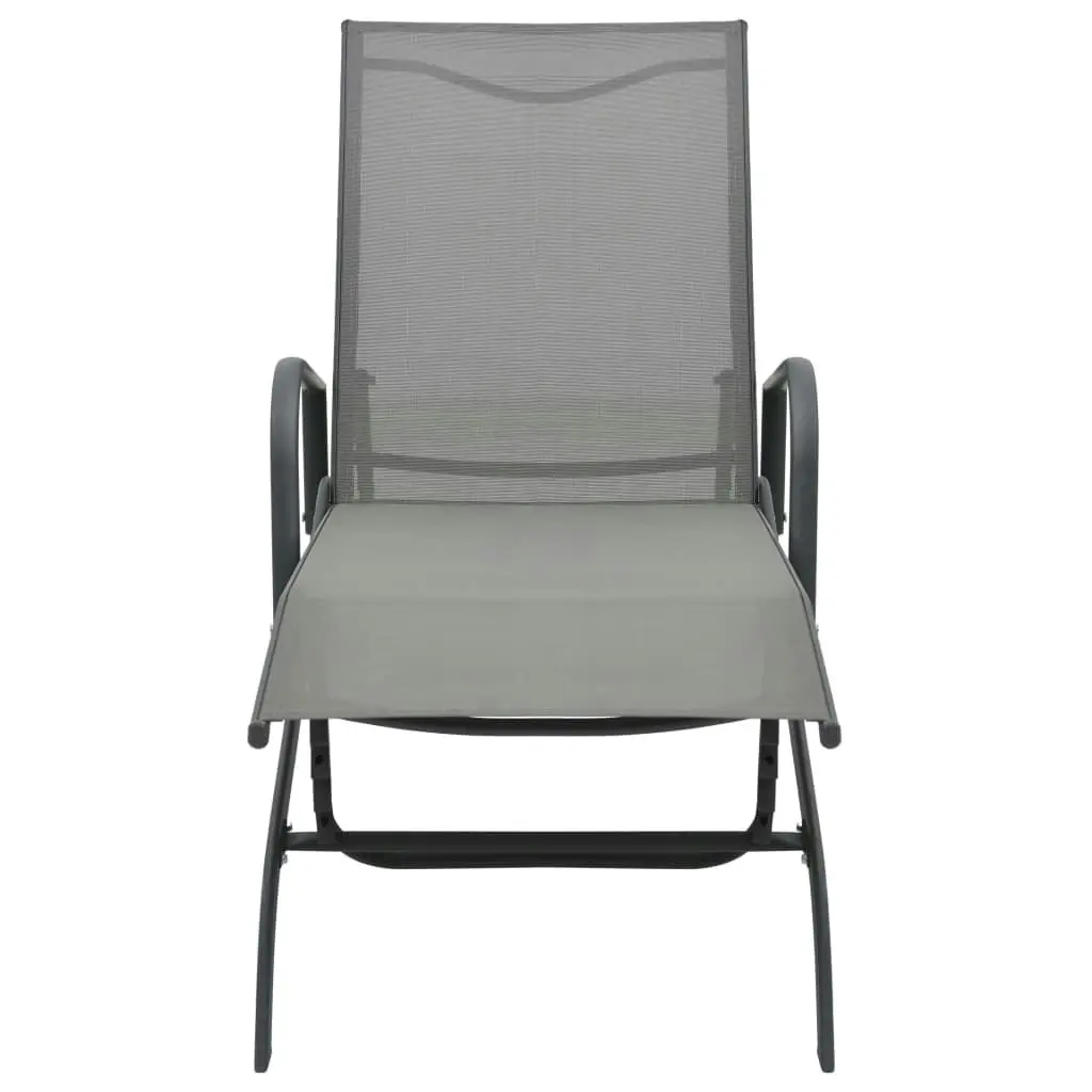 Sun Loungers 2 pcs with Table Textilene and Steel 47846