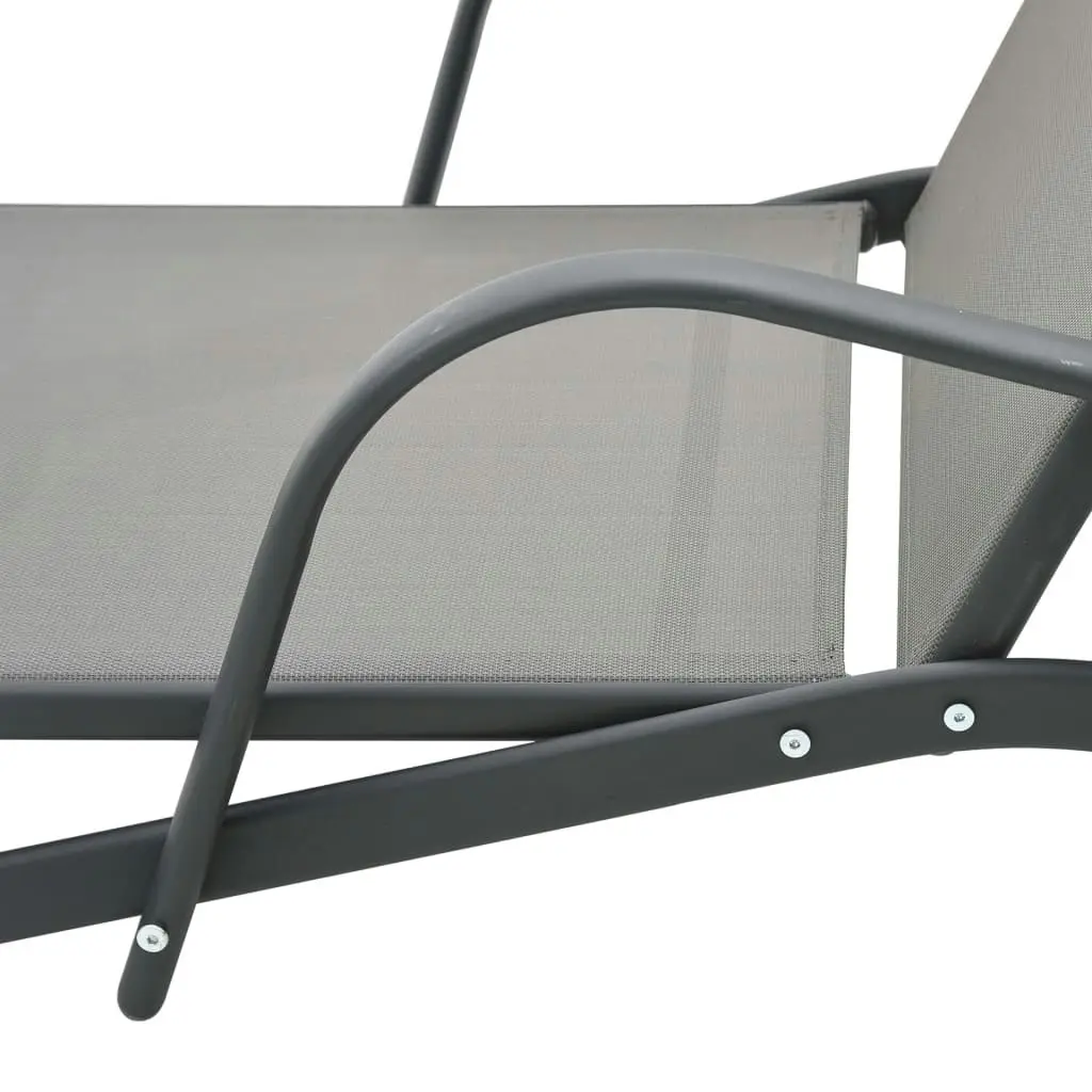 Sun Loungers 2 pcs with Table Textilene and Steel 47846