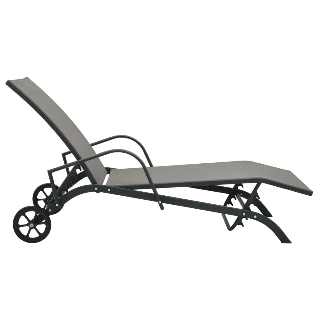 Sun Loungers 2 pcs with Table Textilene and Steel 47846