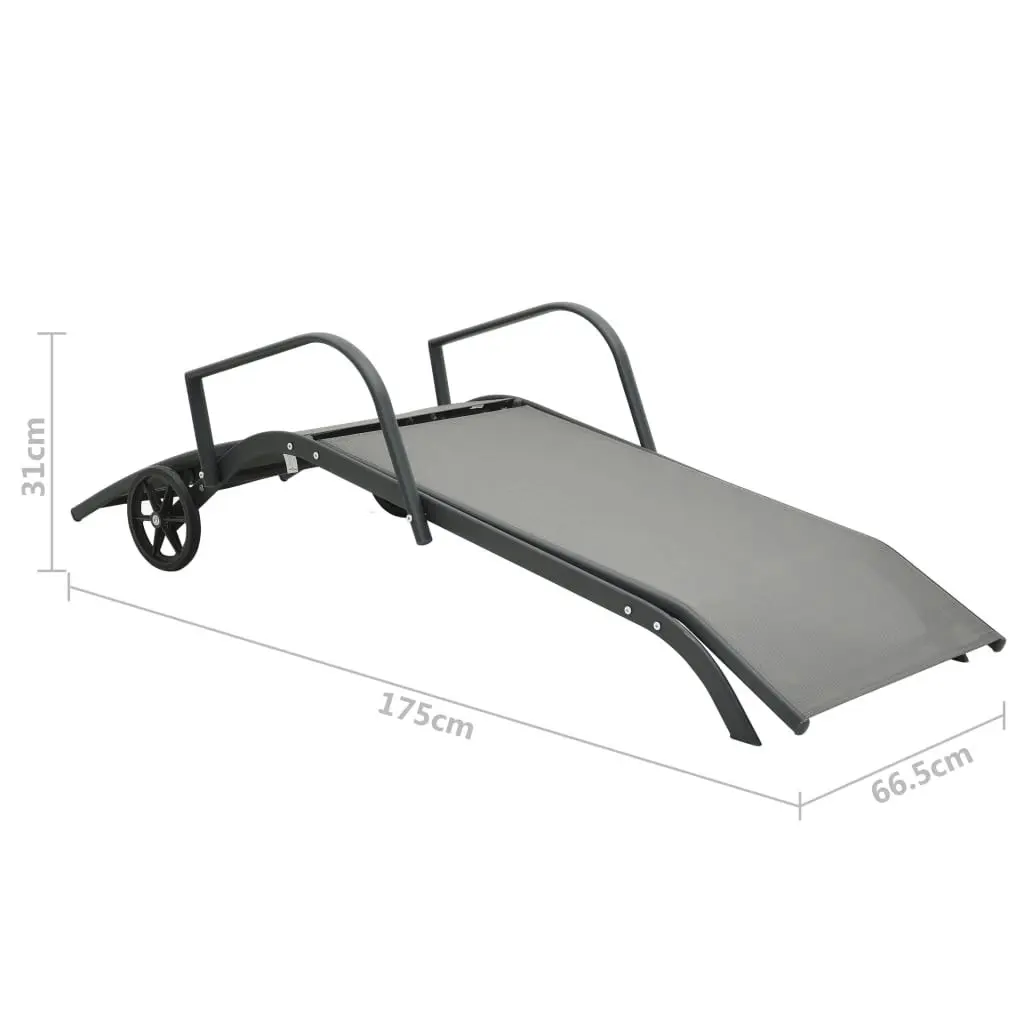 Sun Loungers 2 pcs with Table Textilene and Steel 47846