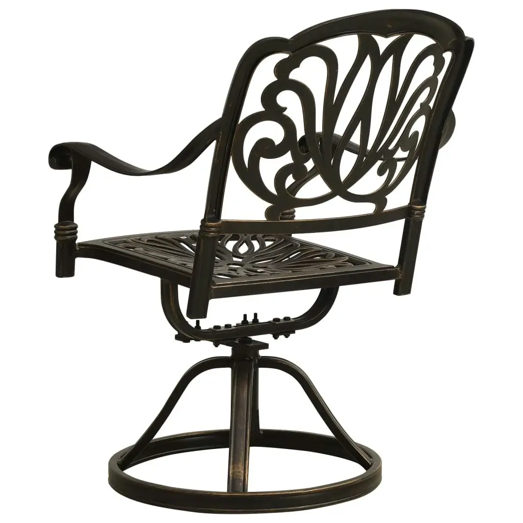 Swivel Garden Chairs 2 pcs Cast Aluminium Bronze 315576