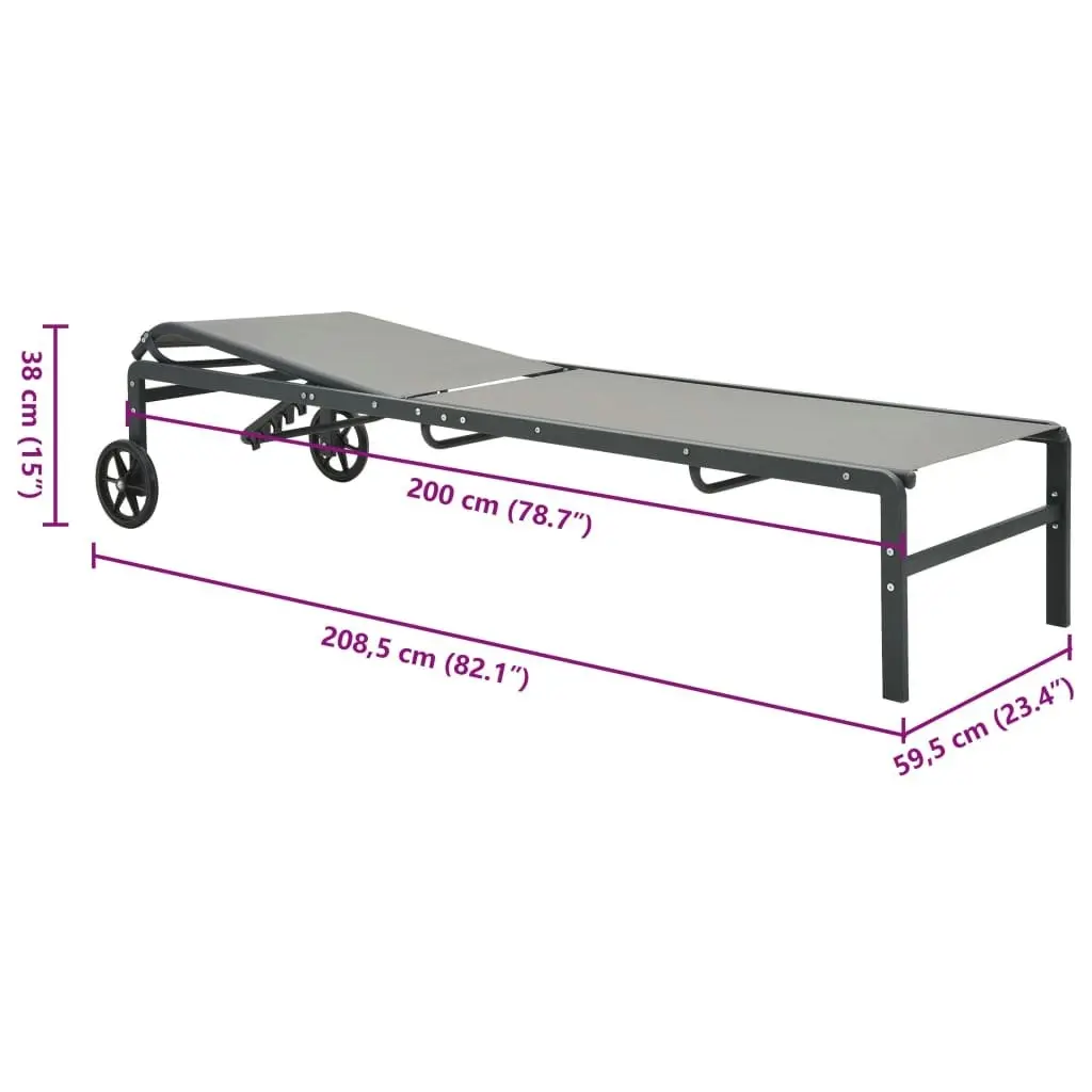 Sun Loungers 2 pcs with Table Textilene and Steel 47847