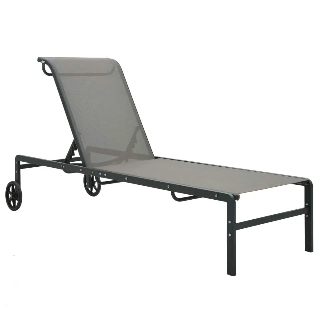 Sun Loungers 2 pcs with Table Textilene and Steel 47847