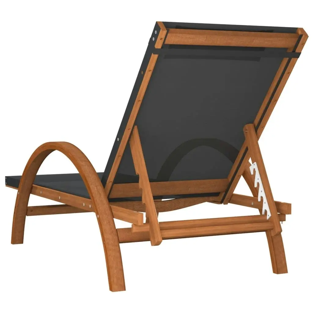 Sun Lounger with Pillow Grey Textilene and Solid Wood Poplar 363473