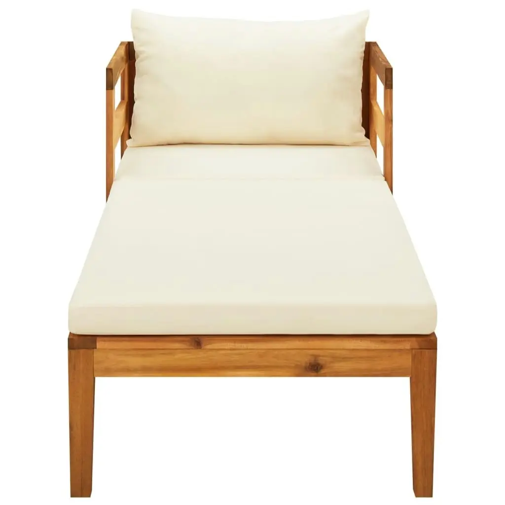 Sun Lounger with Cream White Cushions Solid Acacia Wood 316312