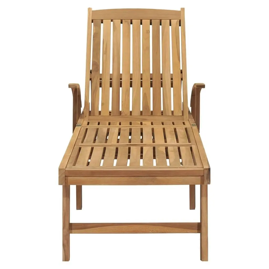 Sun Lounger with Table Solid Teak Wood 48017