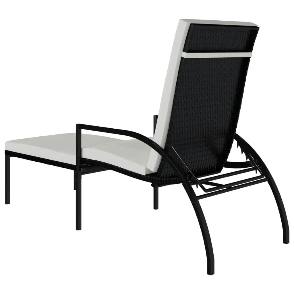 Sun Loungers 2 pcs with Footrest PE Rattan Black 317632