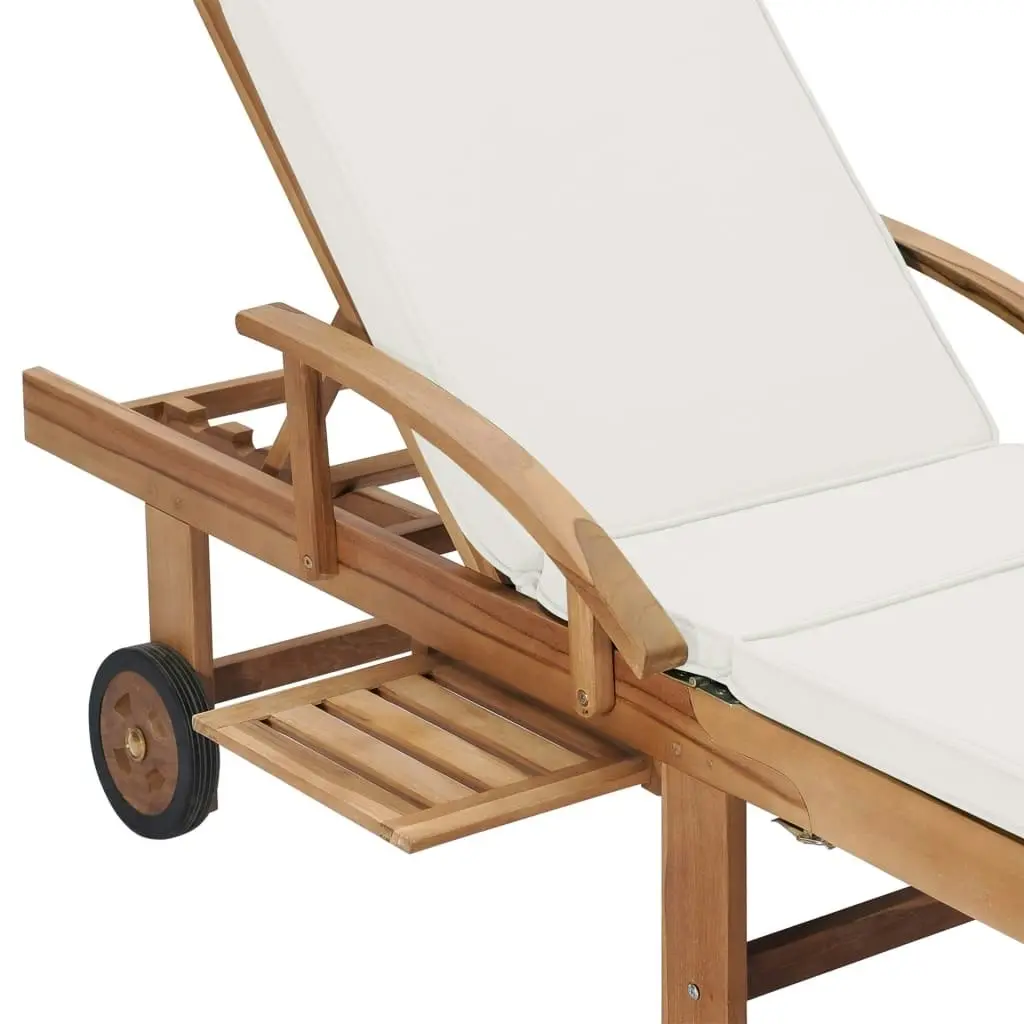 Sun Loungers with Cushions 2 pcs Solid Teak Wood Cream 3054633