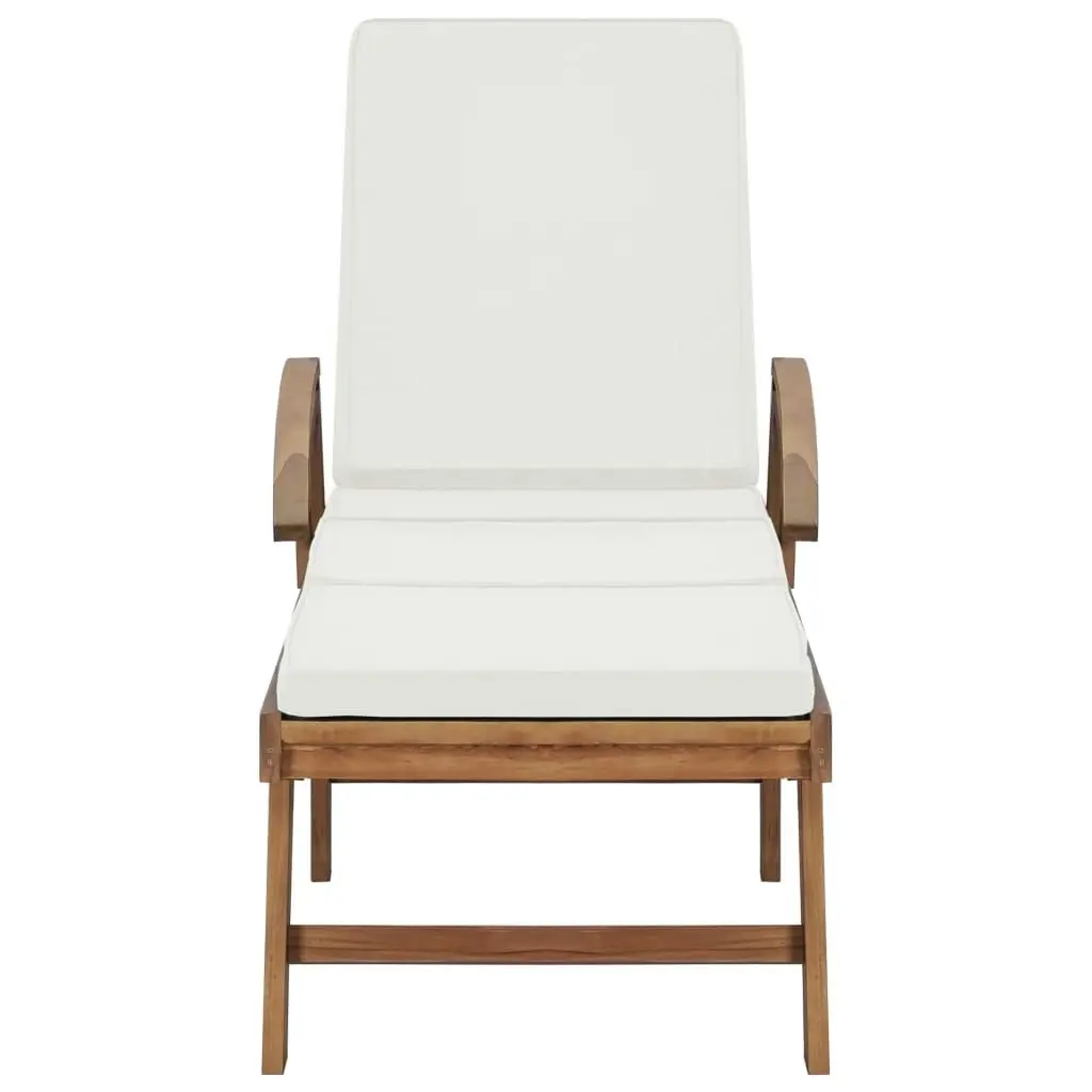 Sun Loungers with Cushions 2 pcs Solid Teak Wood Cream 3054633