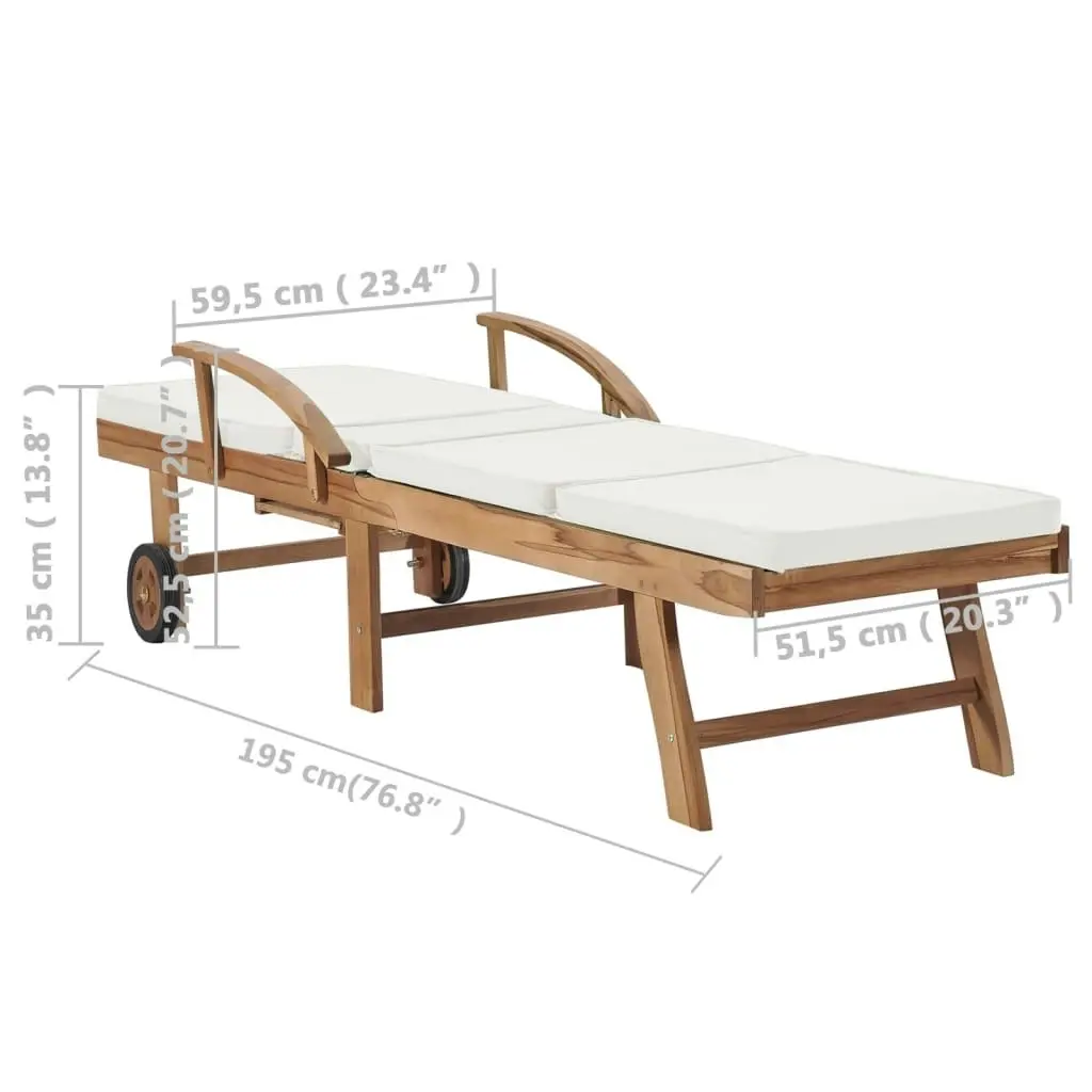 Sun Loungers with Cushions 2 pcs Solid Teak Wood Cream 3054633