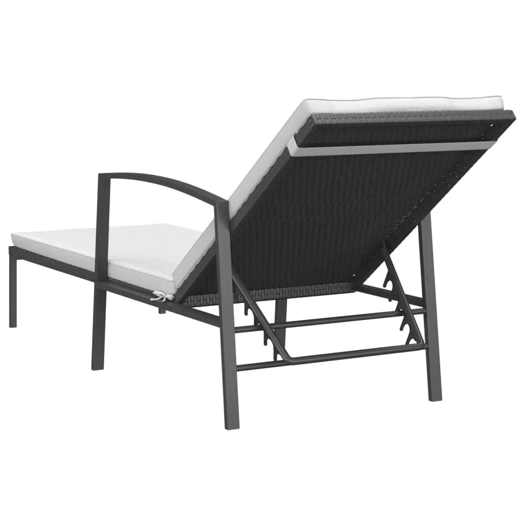 Sun Loungers 2 pcs with Table Poly Rattan Black 317638