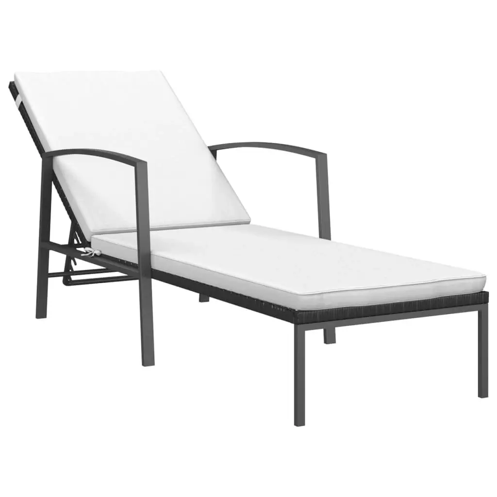 Sun Loungers 2 pcs with Table Poly Rattan Black 317638