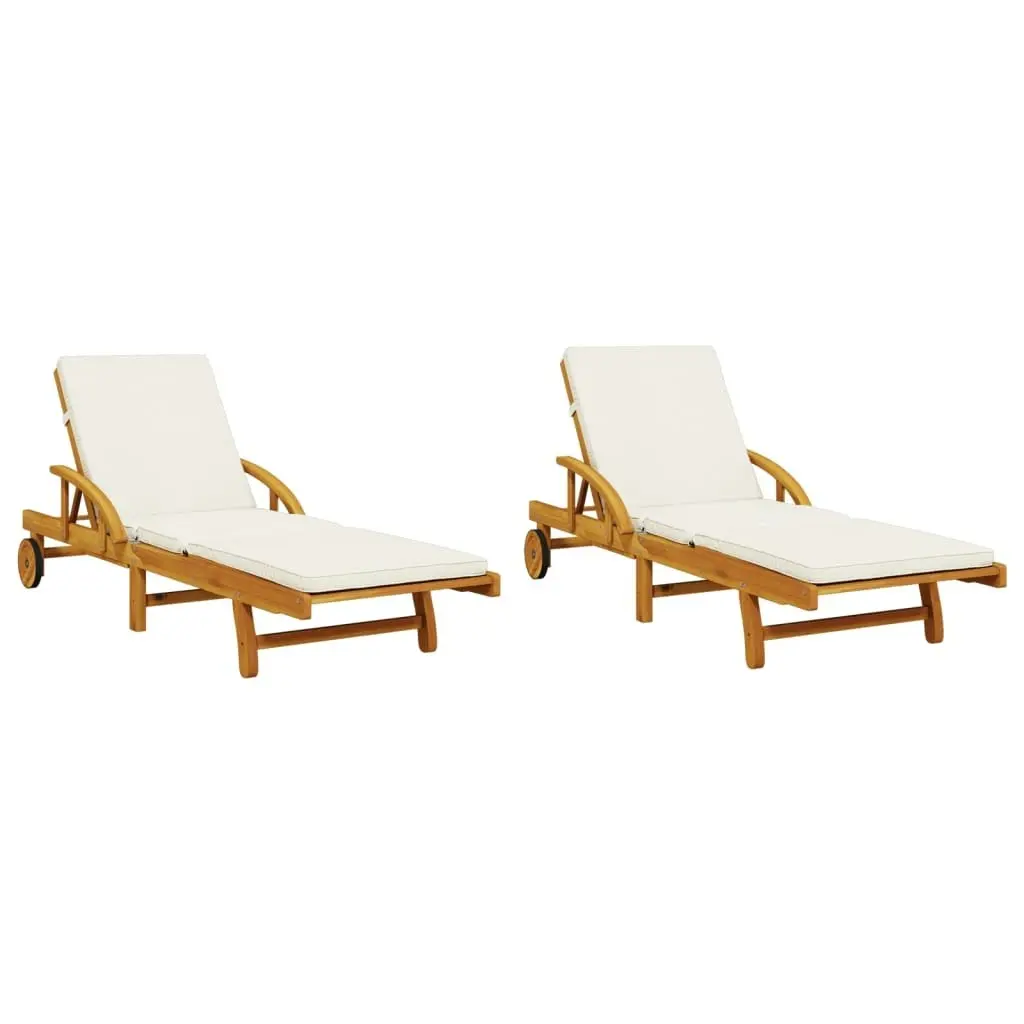 Sun Loungers 2 pcs with Table Solid Wood Acacia 3206367