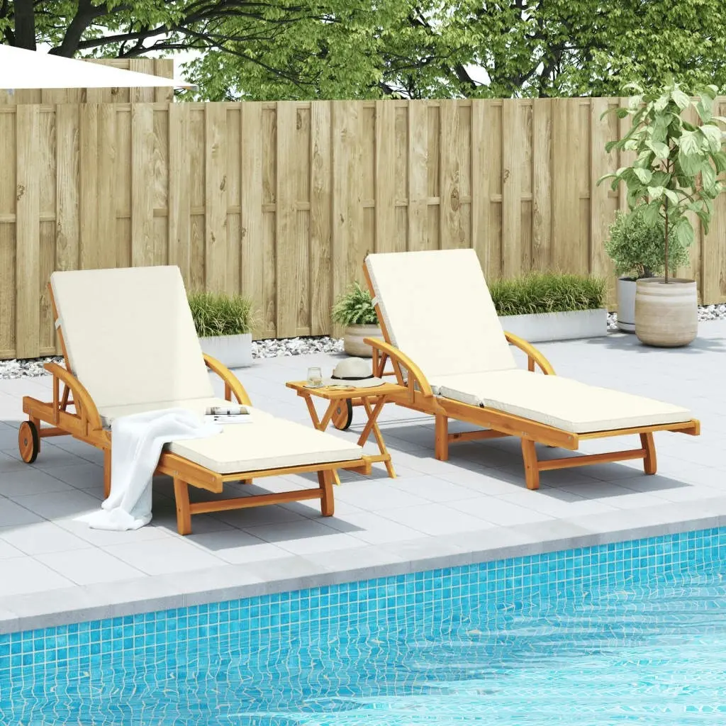 Sun Loungers 2 pcs with Table Solid Wood Acacia 3206367