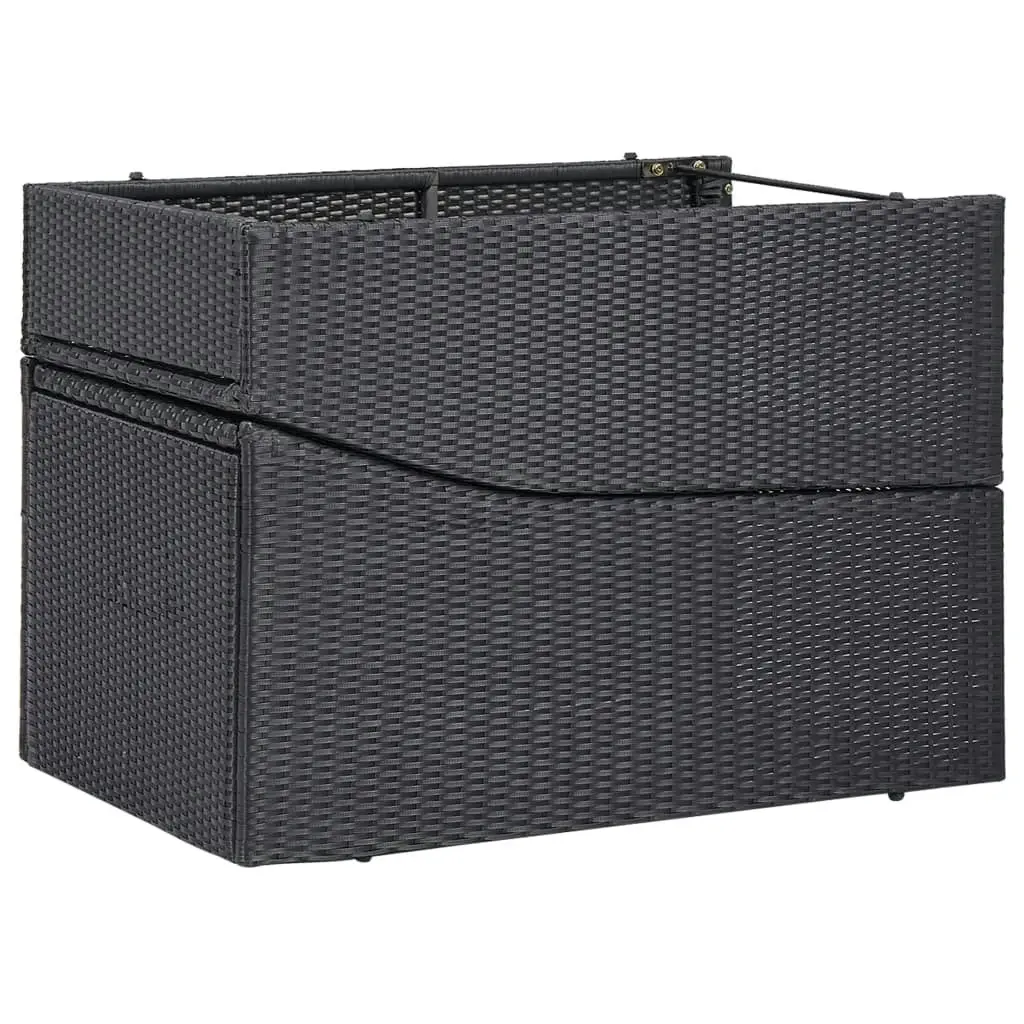 Sunbed with Cushion Poly Rattan Black 46541