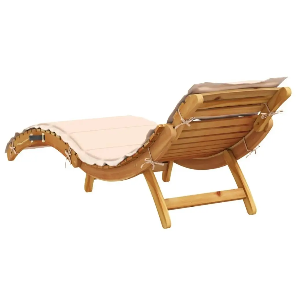 Sun Lounger with Cushion Beige Solid Wood Acacia 367635