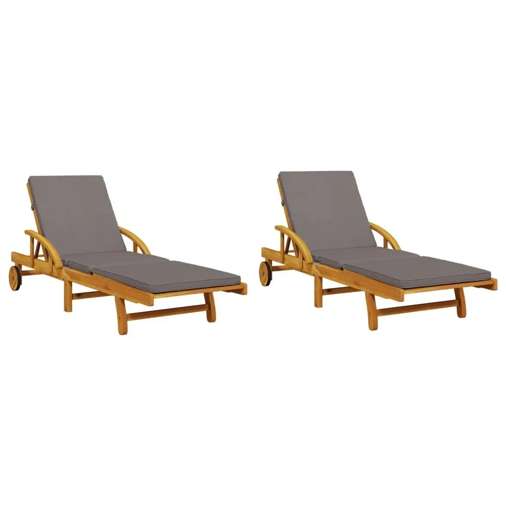 Sun Loungers 2 pcs with Table Solid Wood Acacia 3206368